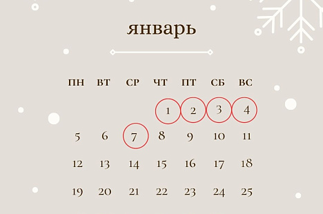 График работы в период новогодних праздников 2026